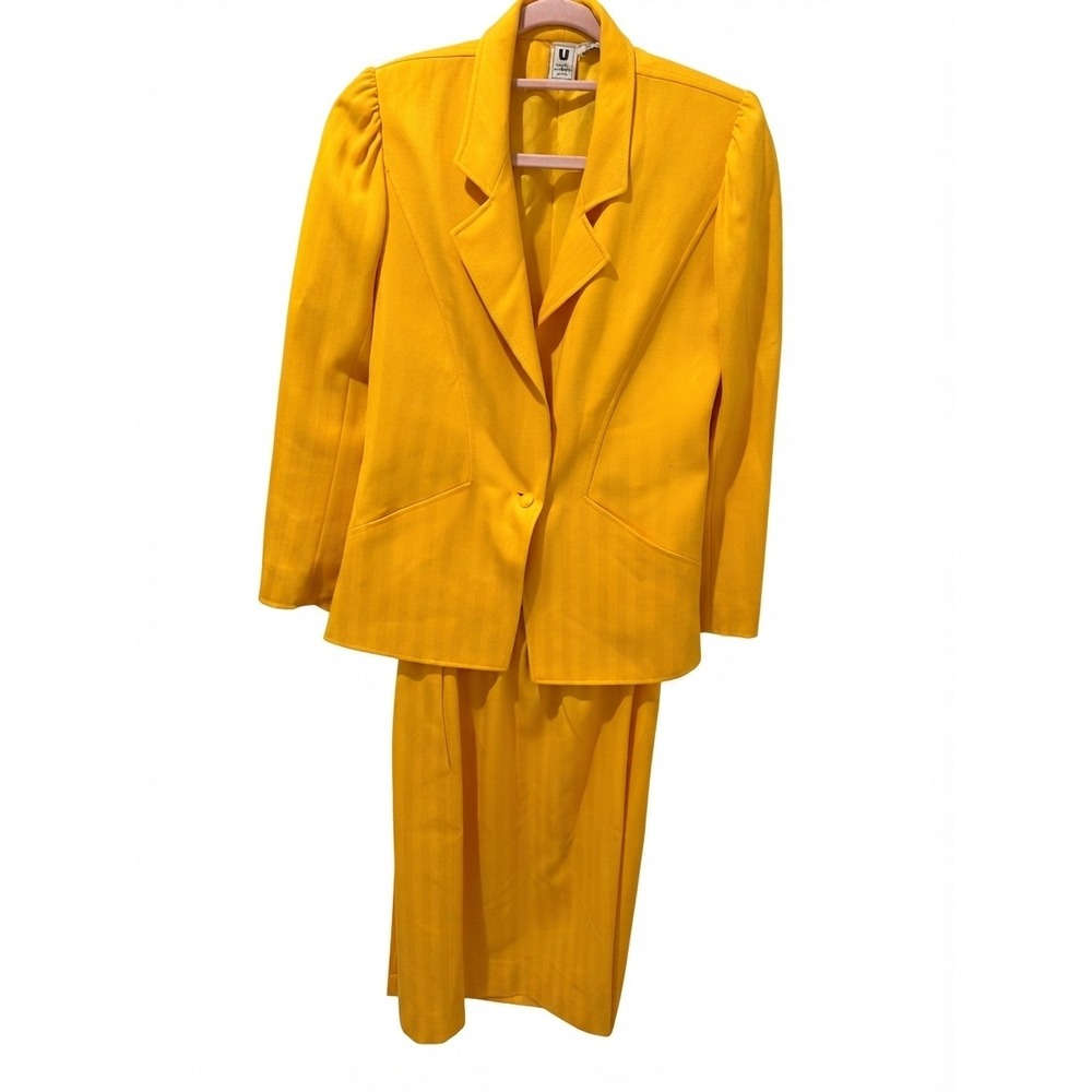 Vintage Ungaro Parallele Paris Yellow Skirt Suit 1980s Made in Italy